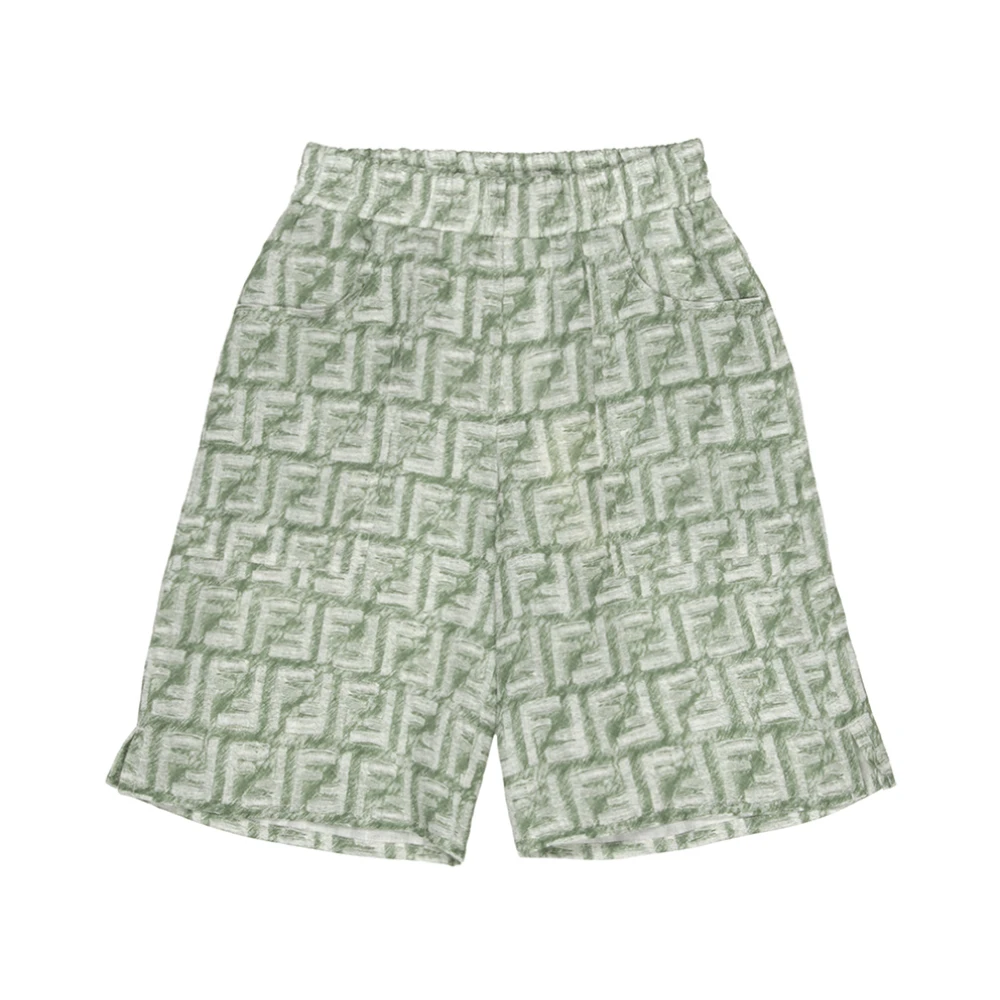 Fendi Grön Monogram Linne Barnshorts Green, Pojke