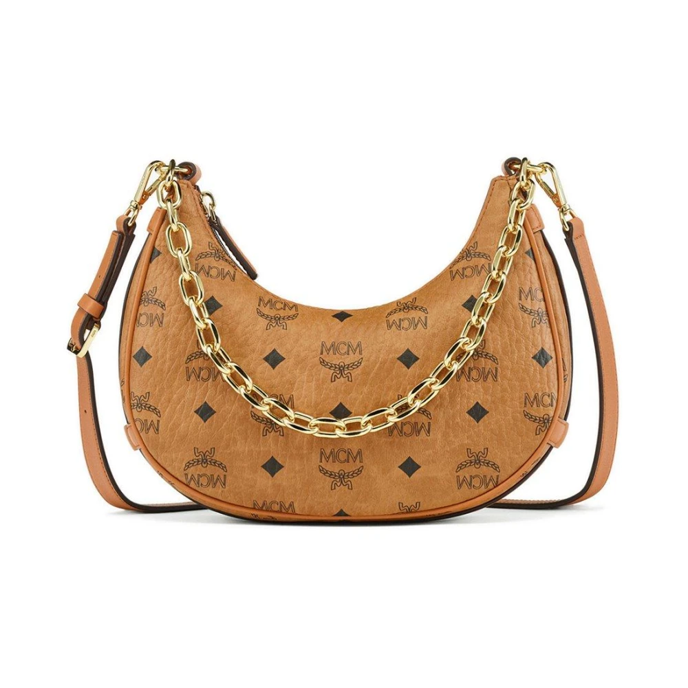 MCM Aren sikkelvormige Hobo in Visetos Brown Dames
