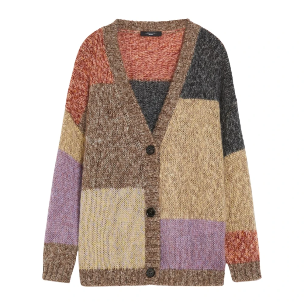 Max Mara Weekend Patchwork Oversized Mohair Cardigan Sweater Multicolor, Dam