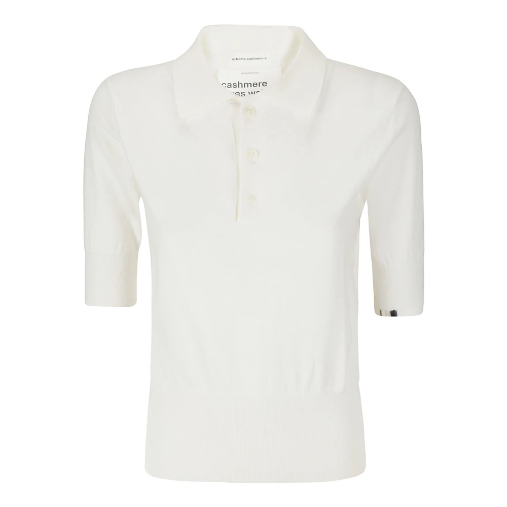 Extreme Cashmere Polo Style Short-Sleeved Shirt White Dames