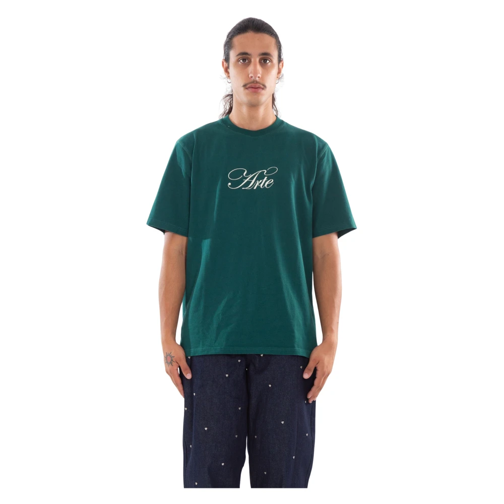 Arte Antwerp Groene Script Logo Tee Shirt Green Heren
