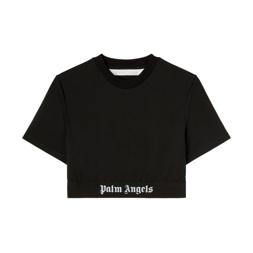 Palm Angels Casual Katoenen T-shirt in Trendy Stijl Black Dames