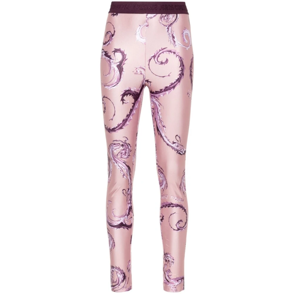 Versace Jeans Couture Rosa Leggings för Kvinnor Aw24 Pink, Dam