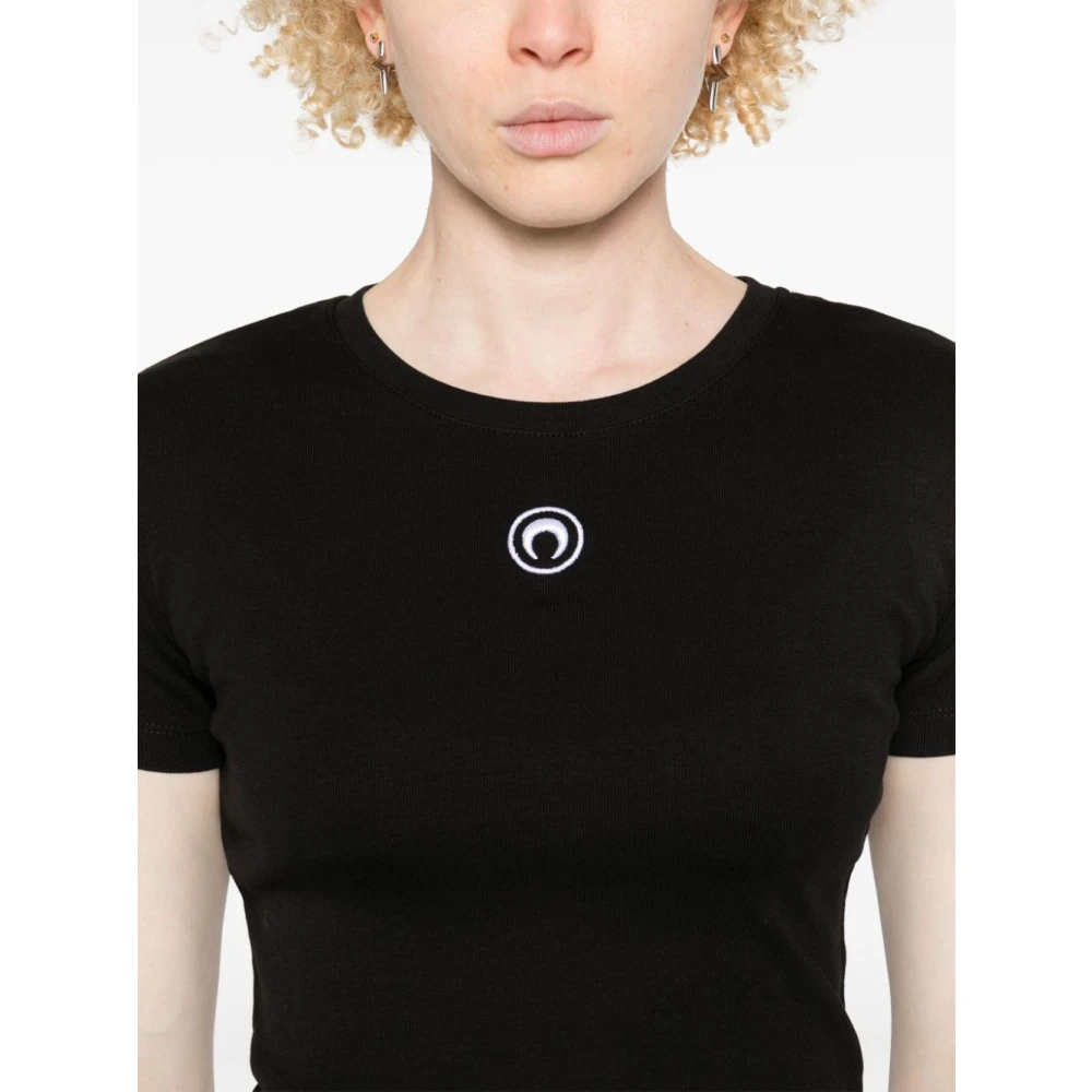 Marine Serre Zwarte T-shirt voor vrouwen Black Dames