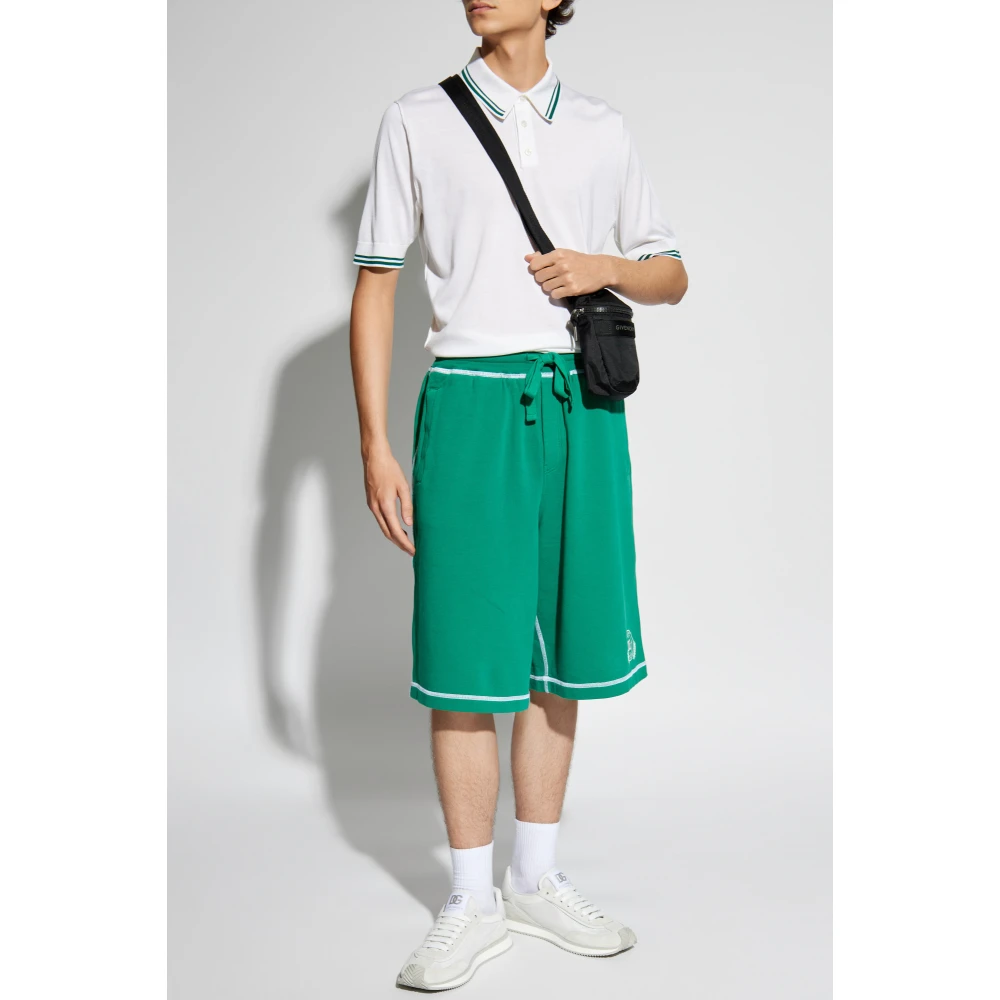 Dolce & Gabbana Zijden polo met logo applicatie White Heren