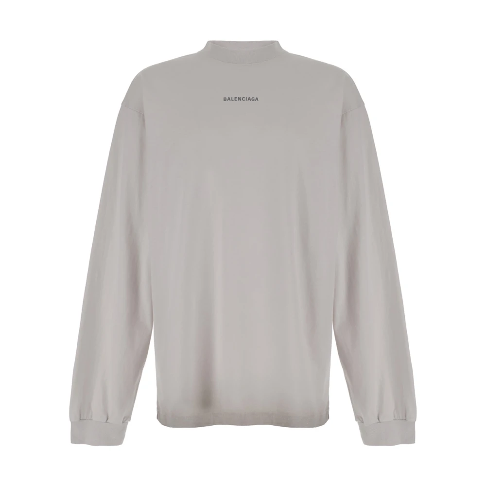 Balenciaga Logo Lettering Print Grijs T-shirt Gray Heren