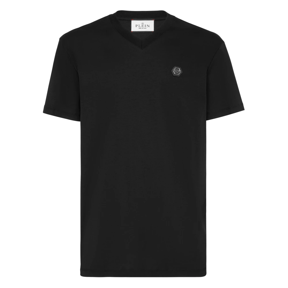 Philipp Plein Men's Black T-Shirts, Xl, Basic V-Neck T-Shirt Hexagon