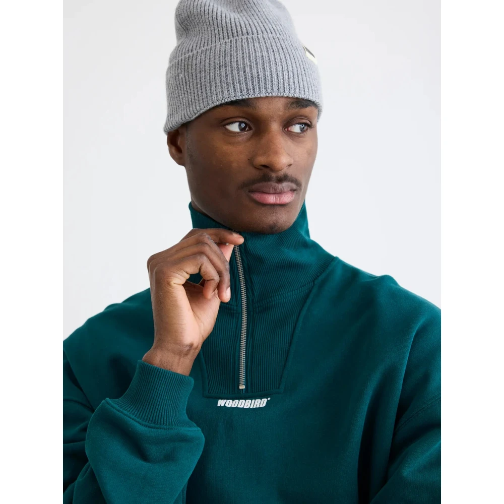 Woodbird Stijlvolle Half Zip Sweatshirt Green Heren
