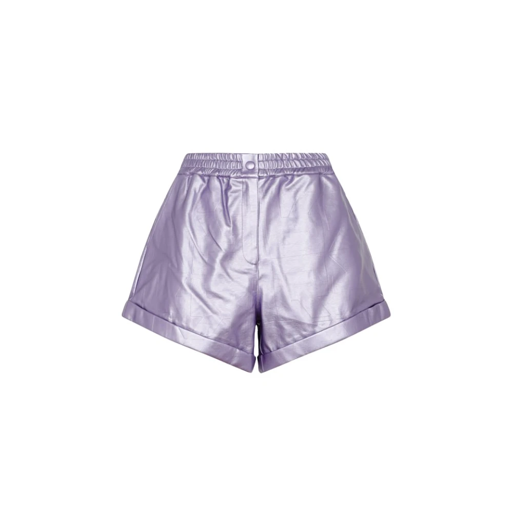 Rotate Birger Christensen Geperste eco-lederen shorts Purple Dames