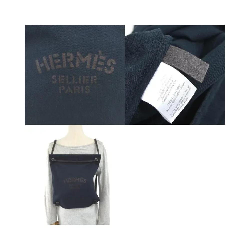 Hermès Vintage Pre-owned Cotton backpacks Blue Dames