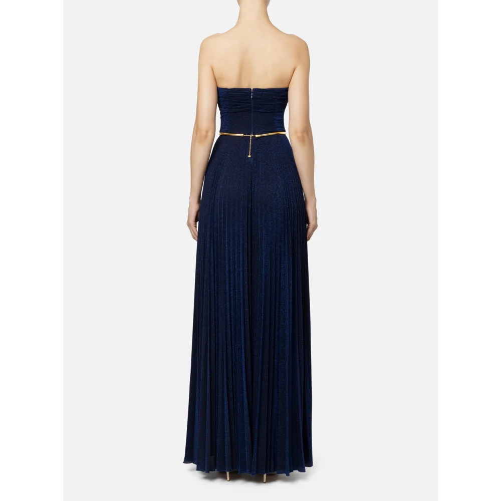 Elisabetta Franchi Navy Blauwe Longuette Jurk Blue Dames