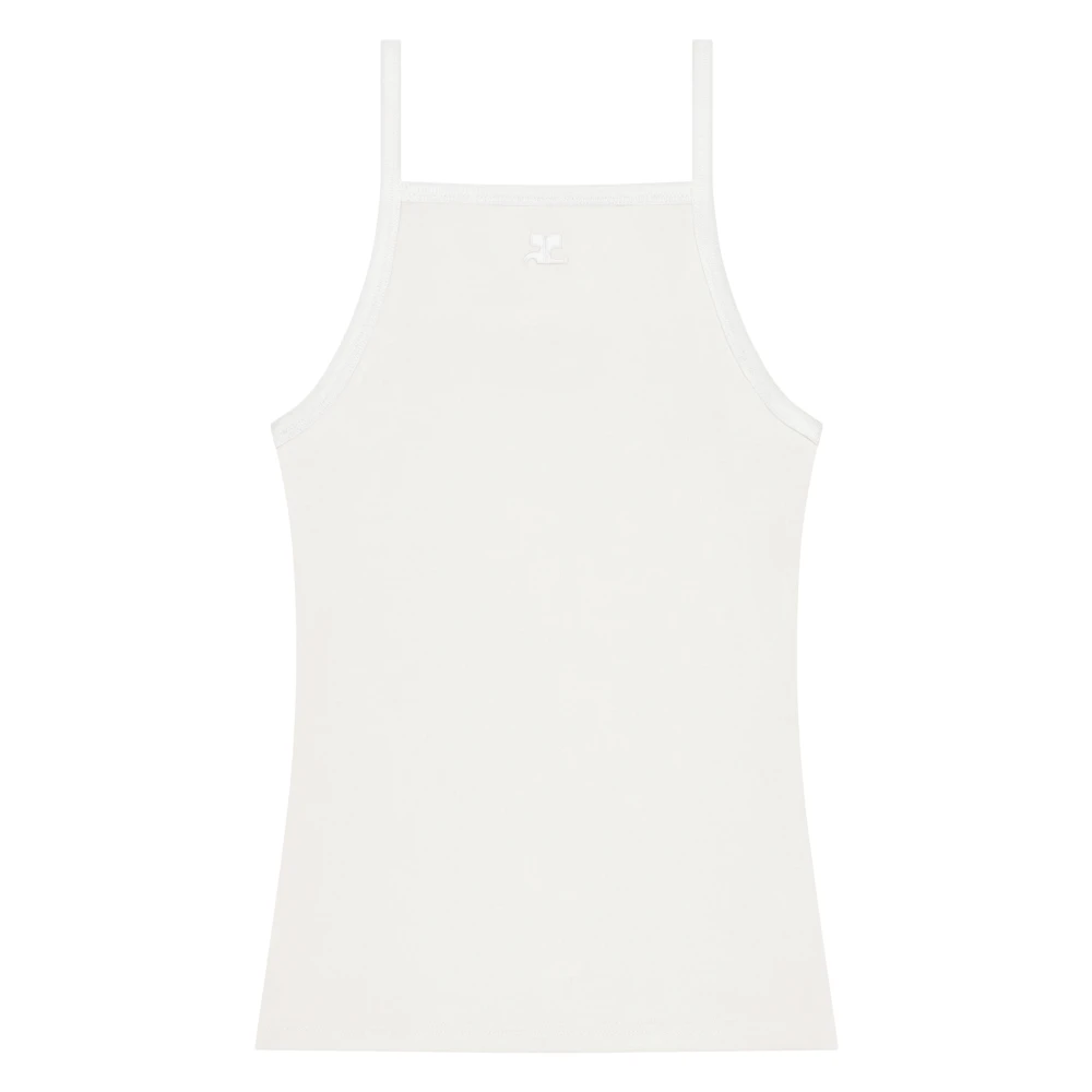 Courrèges Women's White Contrast Tank Top - Sleeveless Tops - S - Tops
