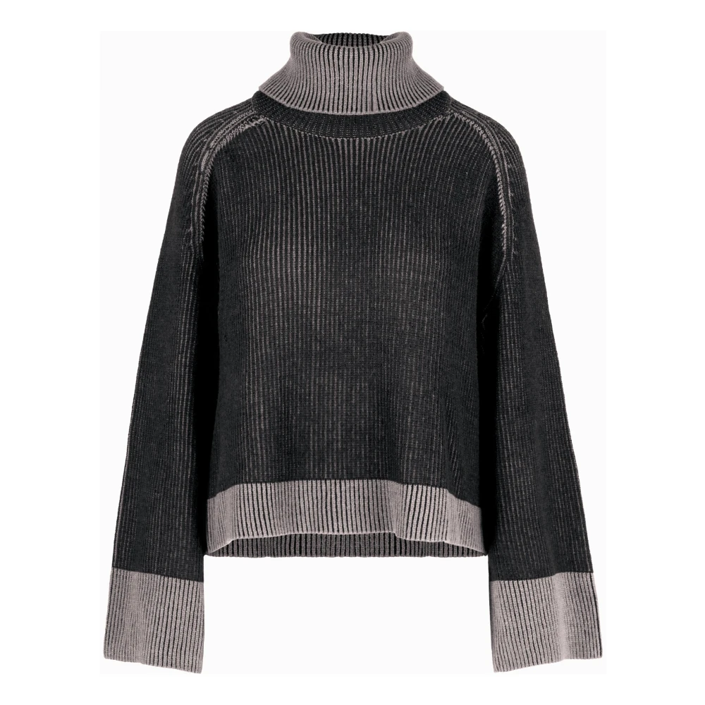 Bomboogie Women's Black Viscose Blend Jumper With Turtleneck - Turtlenecks - L - Knitwear