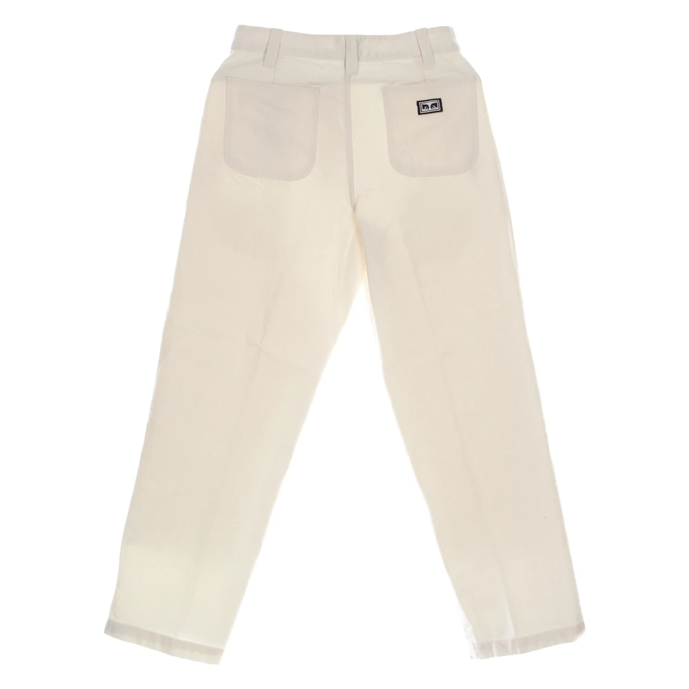 Obey Katoenen Twill Lange Broek Rechte Pijp Beige Heren