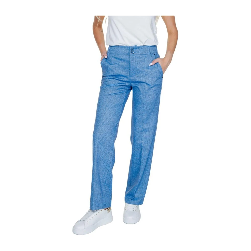 Street One Blauwe Palazzo Broek Lichtgewicht Flexibele Pasvorm Blue Dames