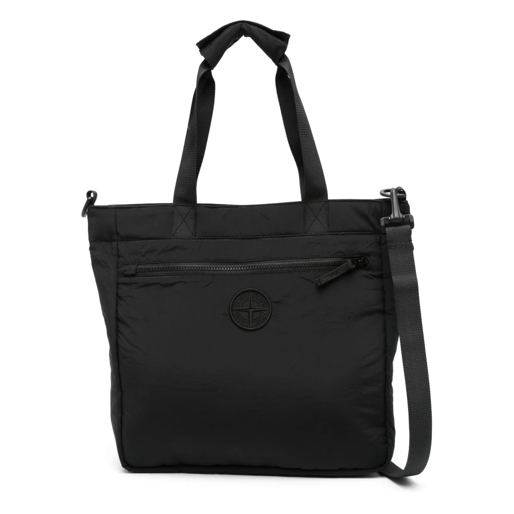 Stone Island Kompas-Motief Tote Tas Black Heren