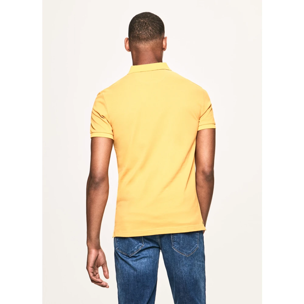 Hackett Gele Slim Fit Logo Polo Shirt Yellow Heren