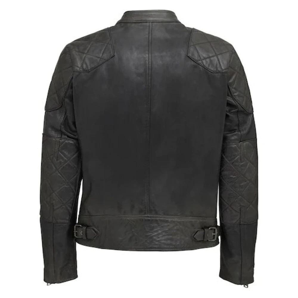 Belstaff Zwart handgewaxt leren jack Black Heren