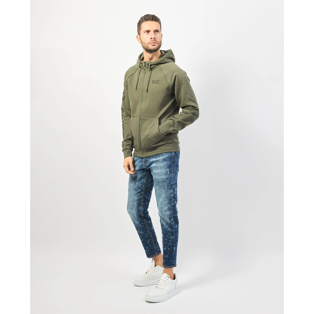 Emporio Armani Groene Hoodie met Rits EA7 Stijl Green Heren