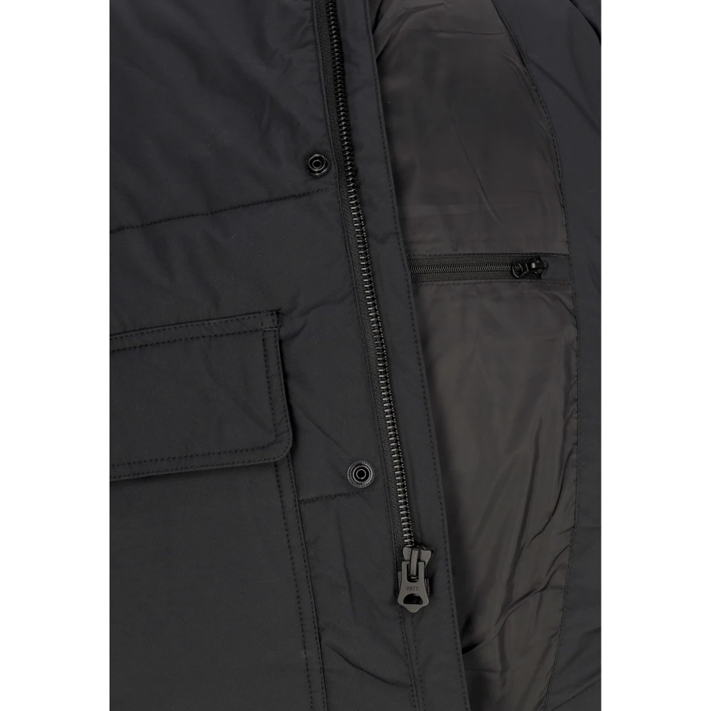Obey Zwarte Puffer Donsjas met Hoge Kraag Black Heren