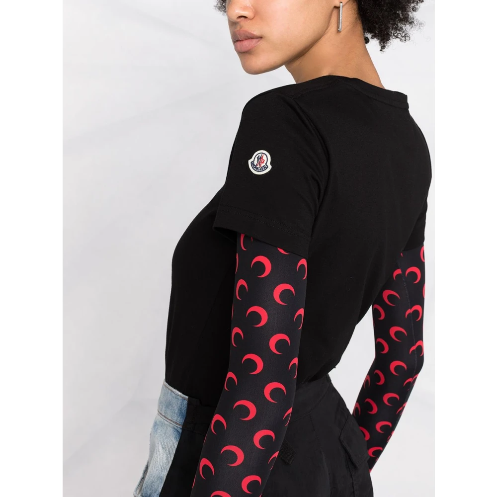 Moncler Zwart Logo-Patch T-shirt en Polo Black Dames