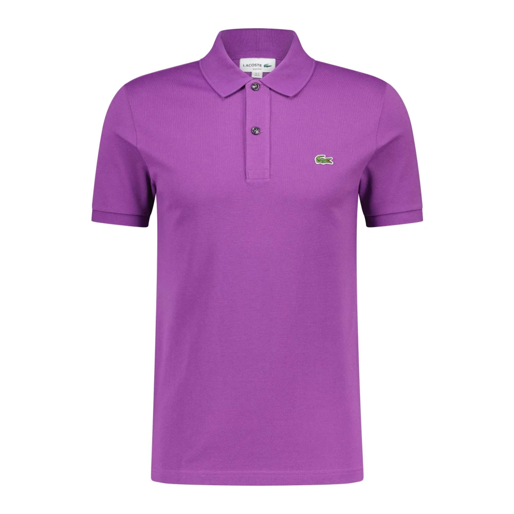 Lacoste Logo Applique Slim-Fit Polo Shirt Purple Heren