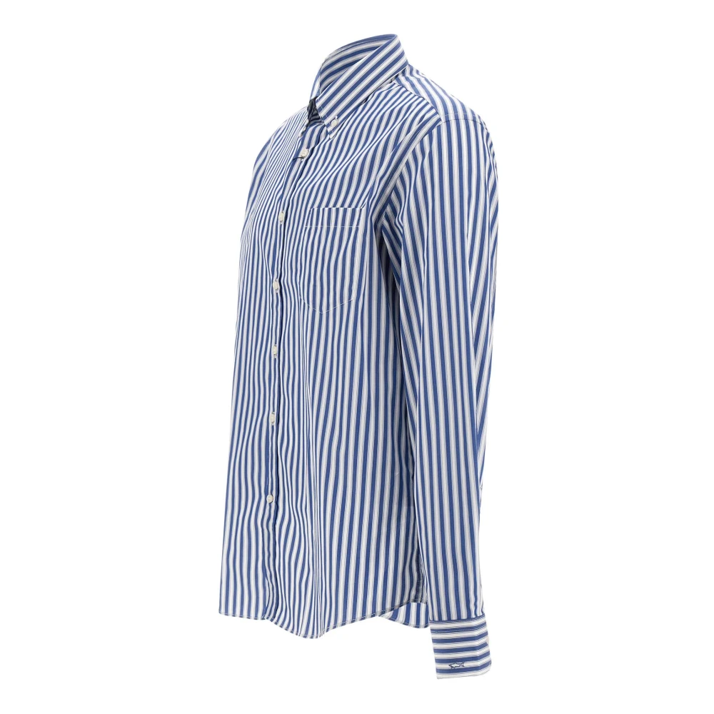 PAUL & SHARK Gestreept katoenen overhemd met knoopsluiting Blue Heren