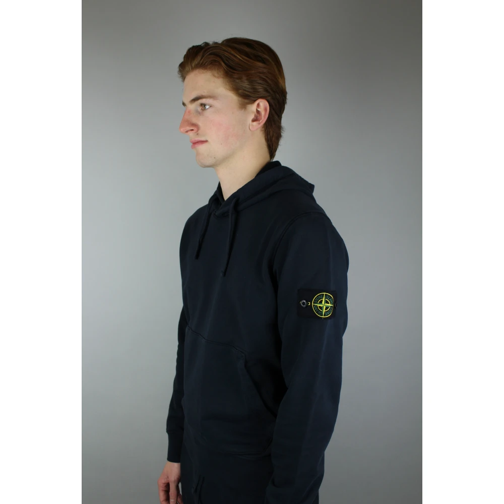 Stone Island Navy Blue Felpa Hoodie Stijlvol Ontwerp Blue Heren