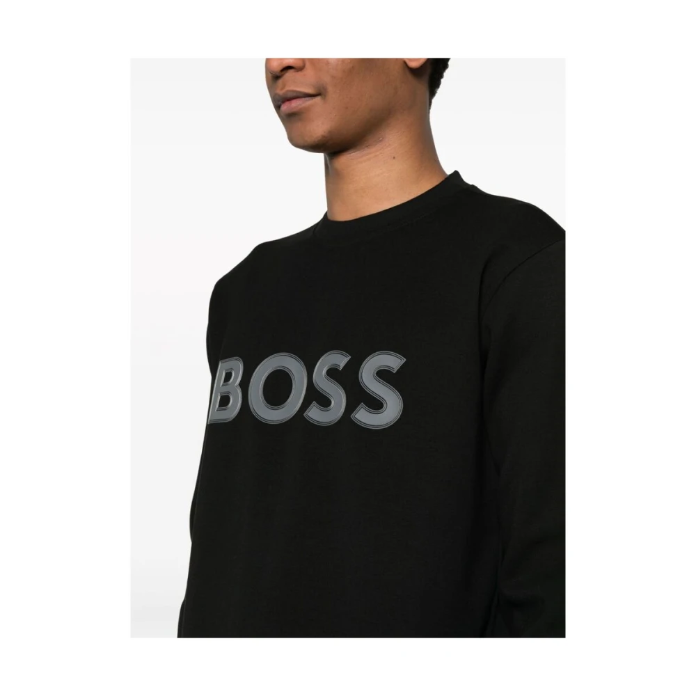 Hugo Boss Zwart Blauw Katoenmix Sweatshirt Black Heren
