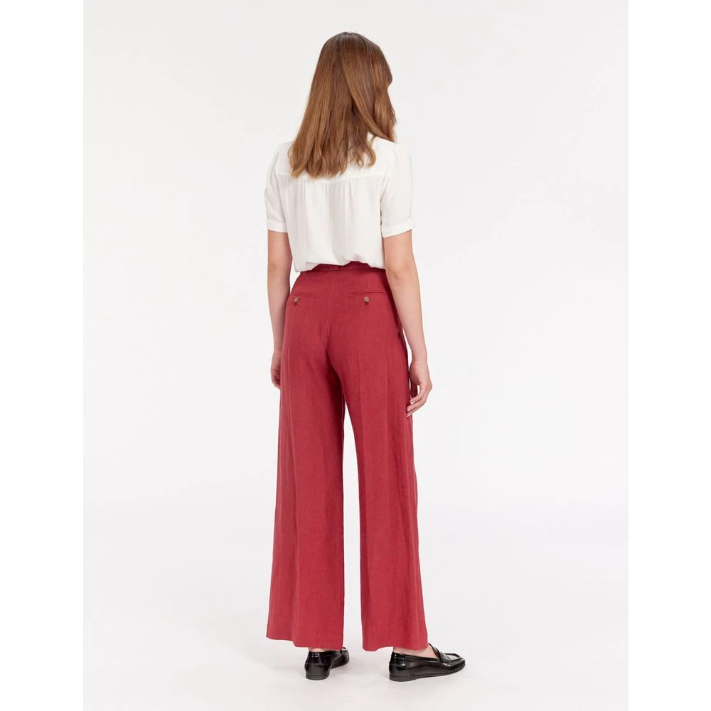 Ines De La Fressange Paris Marlène broek in frambozen linnen Pink Dames