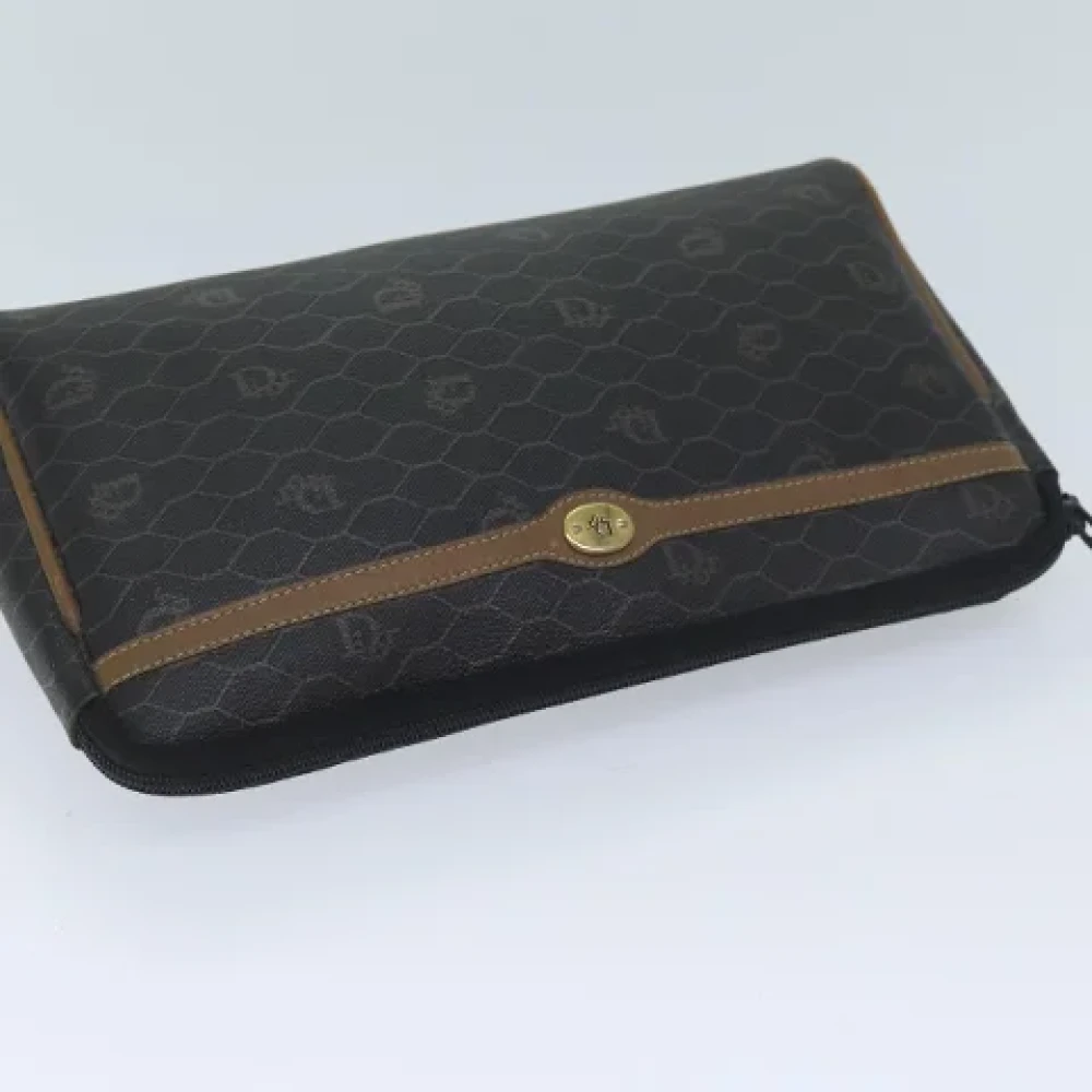 Dior Vintage Pre-owned Canvas clutches Black Dames