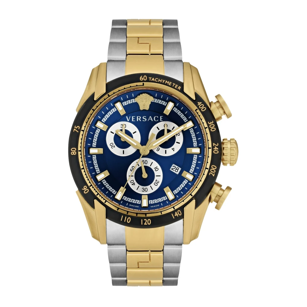 Versace VE2I01021 V-Ray Chronograph blue black gold silver Steel Men's Watch NEW - Image 2