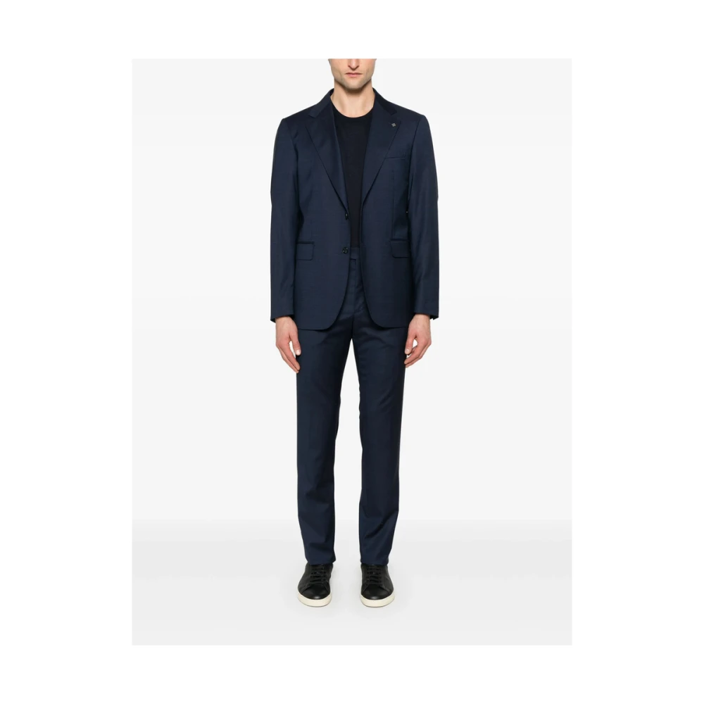 Fedeli Blauwe Geribbelde Crew Neck Sweater Blue Heren