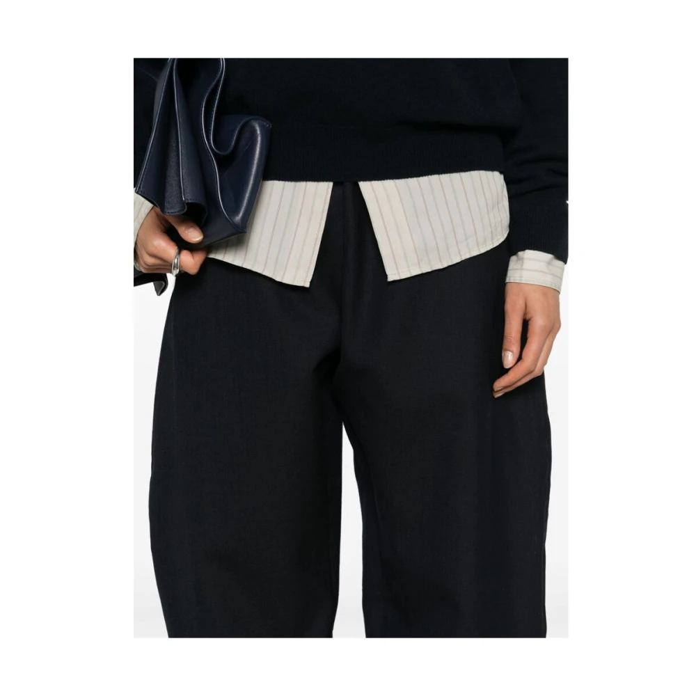 Studio Nicholson Midnight Blue Wol Broek met Ritsen Blue Dames