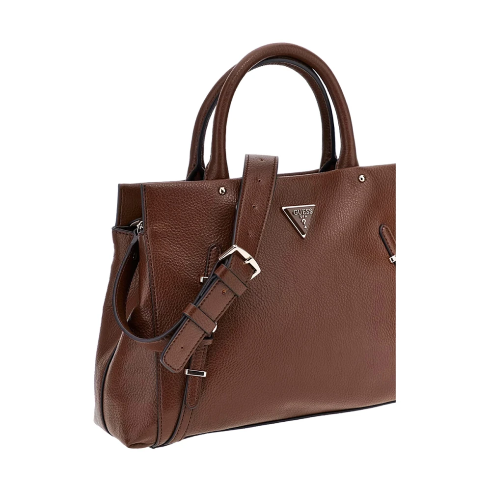 Guess Bruine Leren Schoudertas met Gouden Details Brown Dames