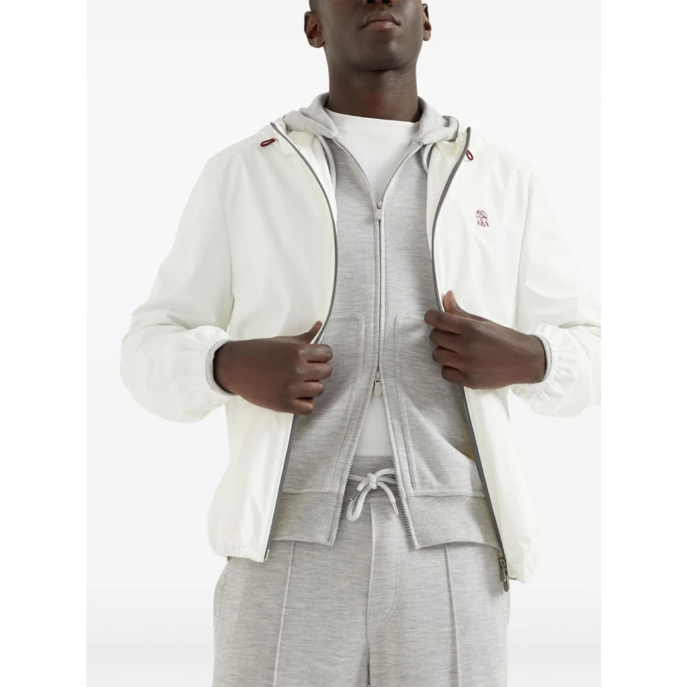 BRUNELLO CUCINELLI Witte Rits Hoodie Jas White Heren