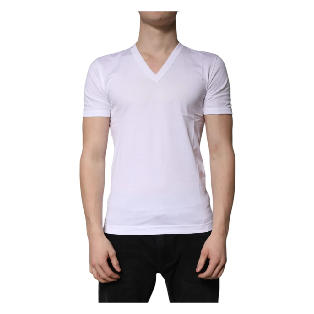 Dolce & Gabbana Men's White V-Neck T-Shirt