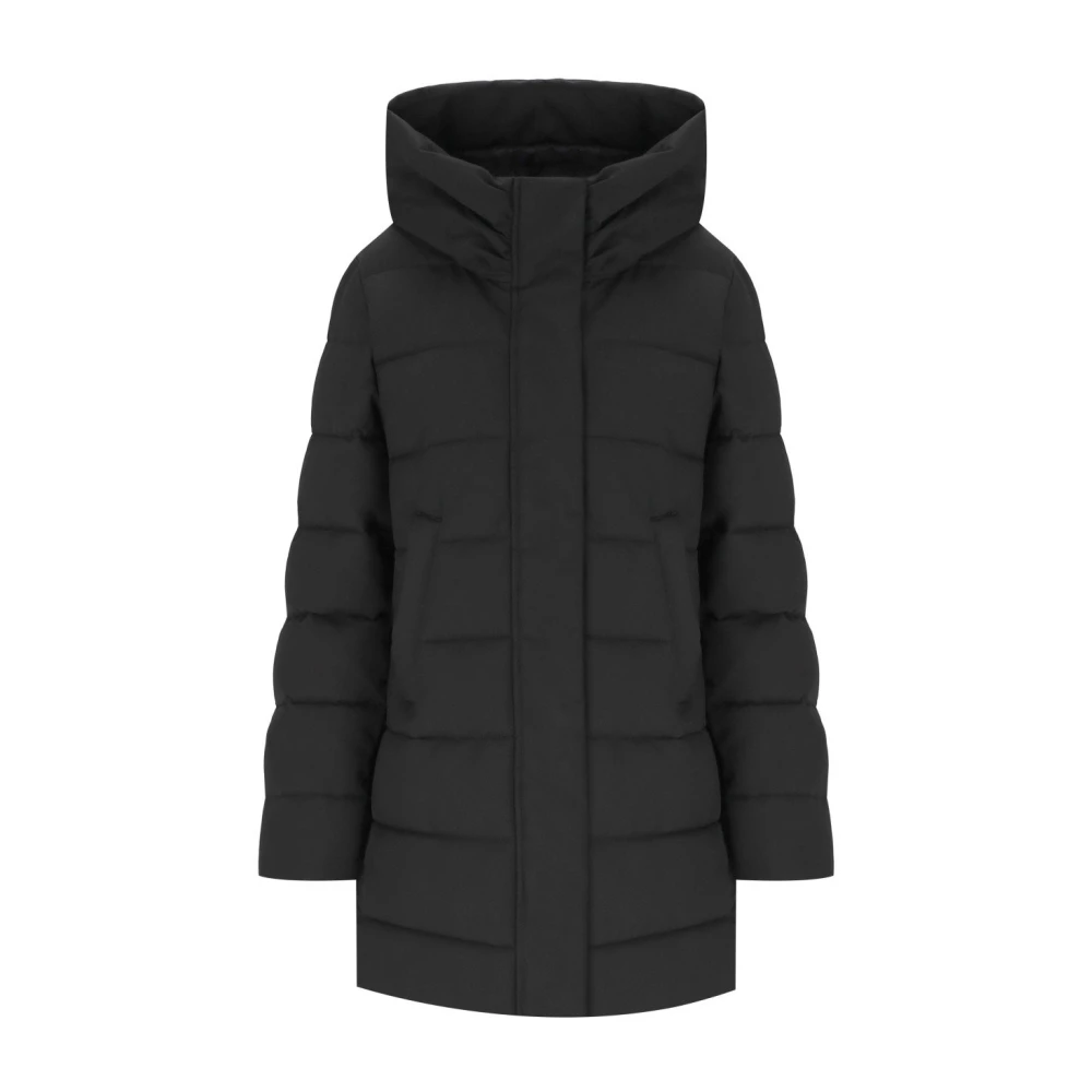 Save The Duck Zwarte gewatteerde jas met capuchon Black Dames