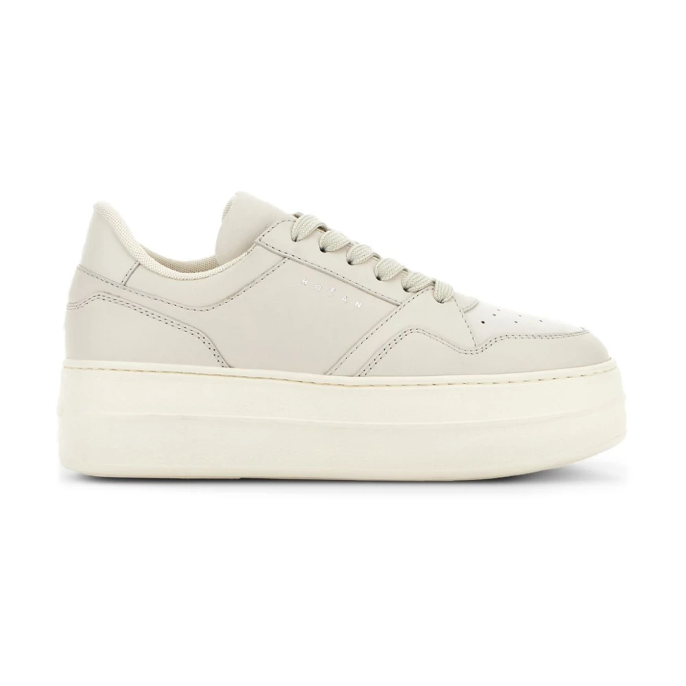 Hogan Women's Beige Sneakers, 6 Uk, Leather Panel Trainers