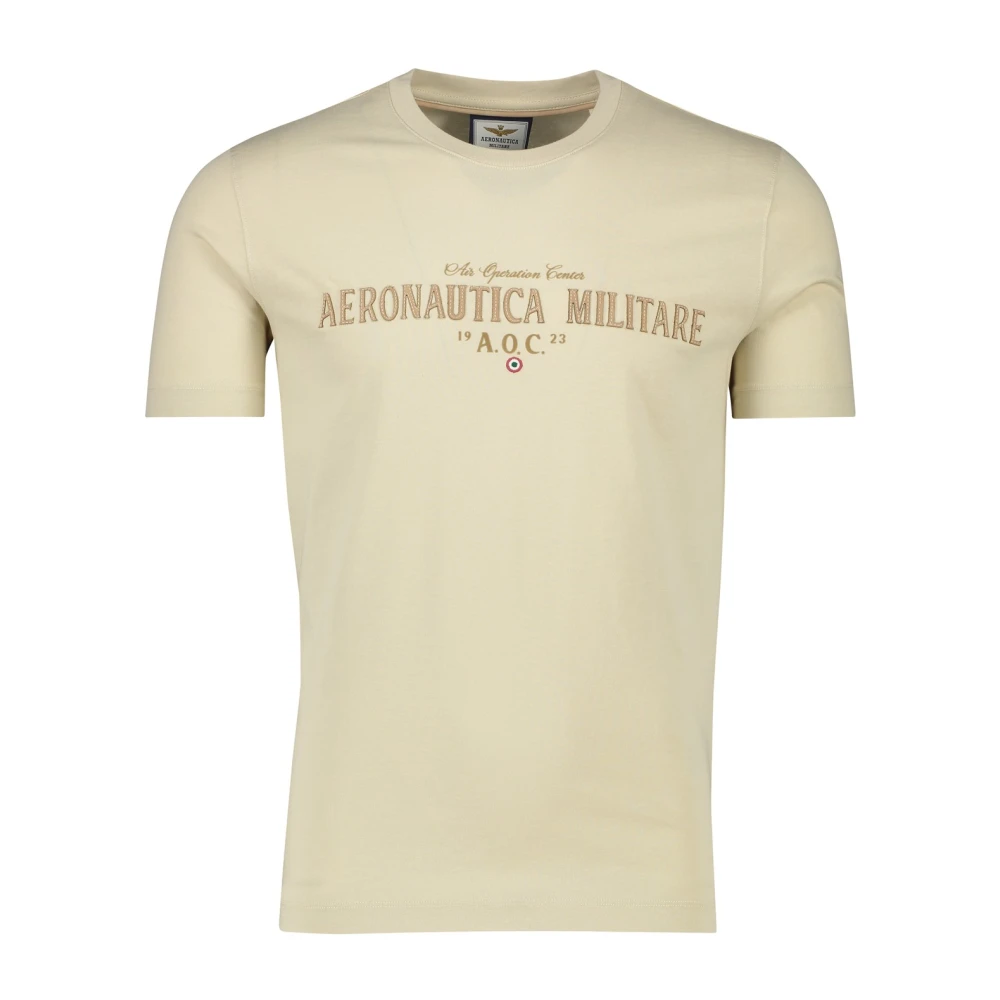 Aeronautica militare Beige Katoenen T-shirt Slim Fit Beige Heren