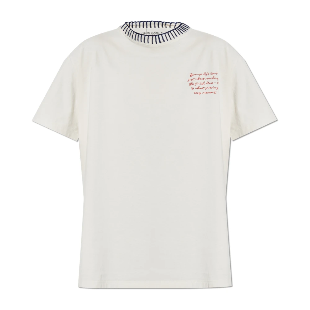 Golden Goose Geborduurde Dubbele Ster T-shirts en Polo's White Dames