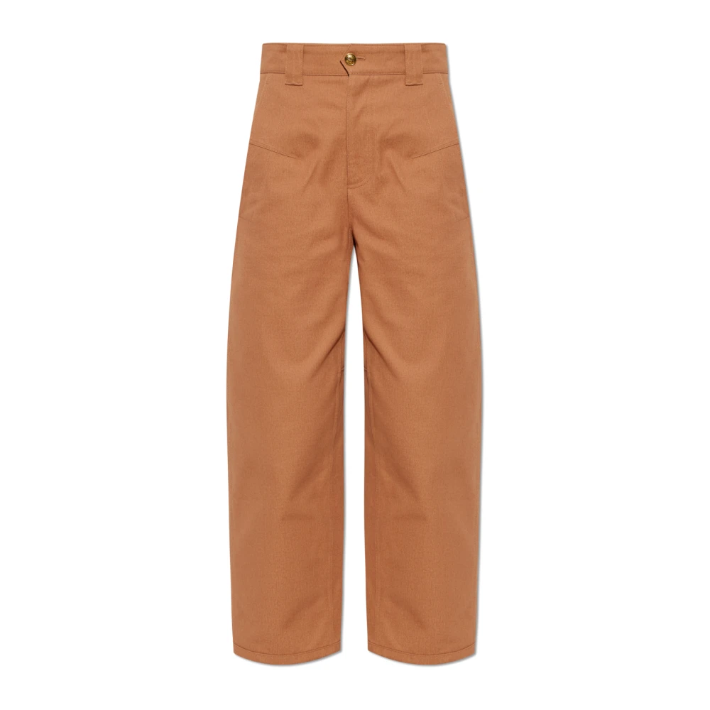Chloé Straight-Leg Trousers - Female - Wide Trousers - Orange - M - Trousers