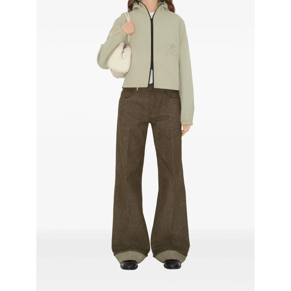 Burberry Groene Geruite Twill Jas met Capuchon Green Dames