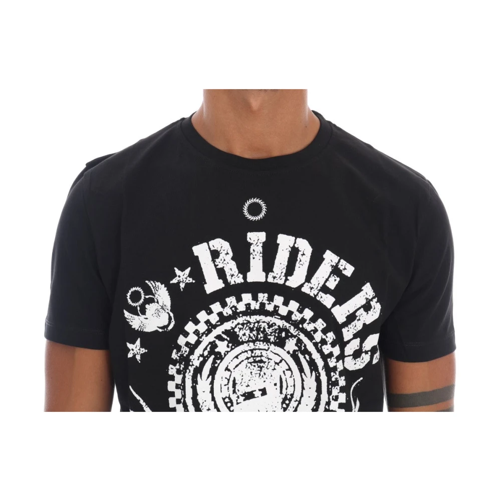 Frankie Morello Chique zwart T-shirt met 'RIDERS'-motief Black Heren