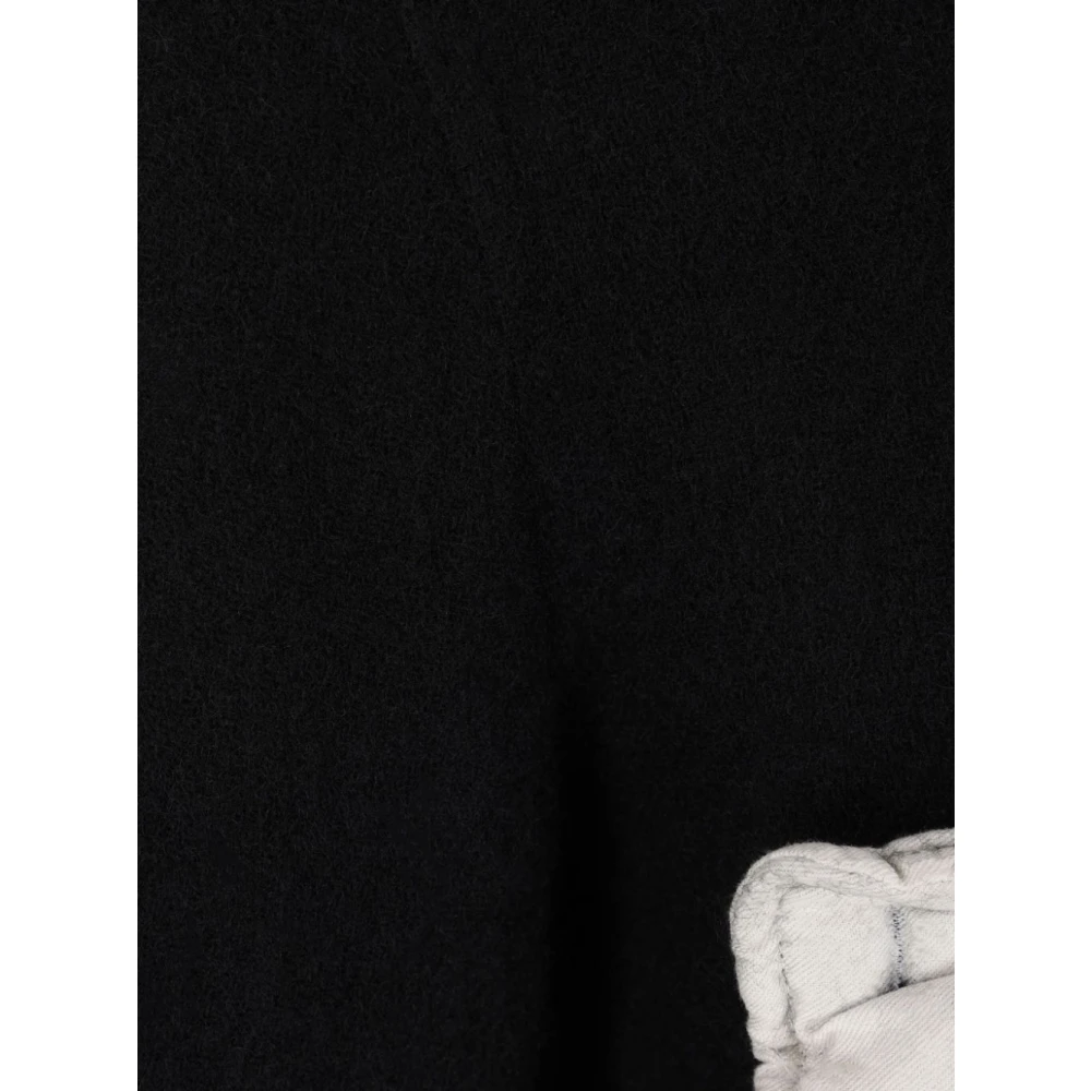 Comme des Garçons Zwarte Wollen Vilt Hoodie Jas Black Heren