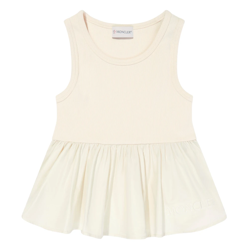 Moncler Girls Ivory Sleeveless Top With Peplum