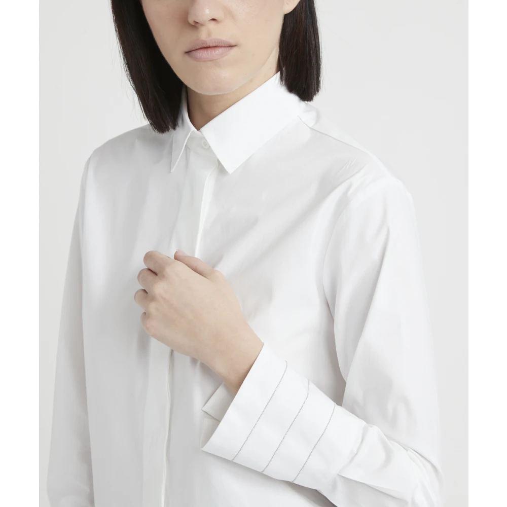 PESERICO Stretch katoenen popeline overhemd White Dames