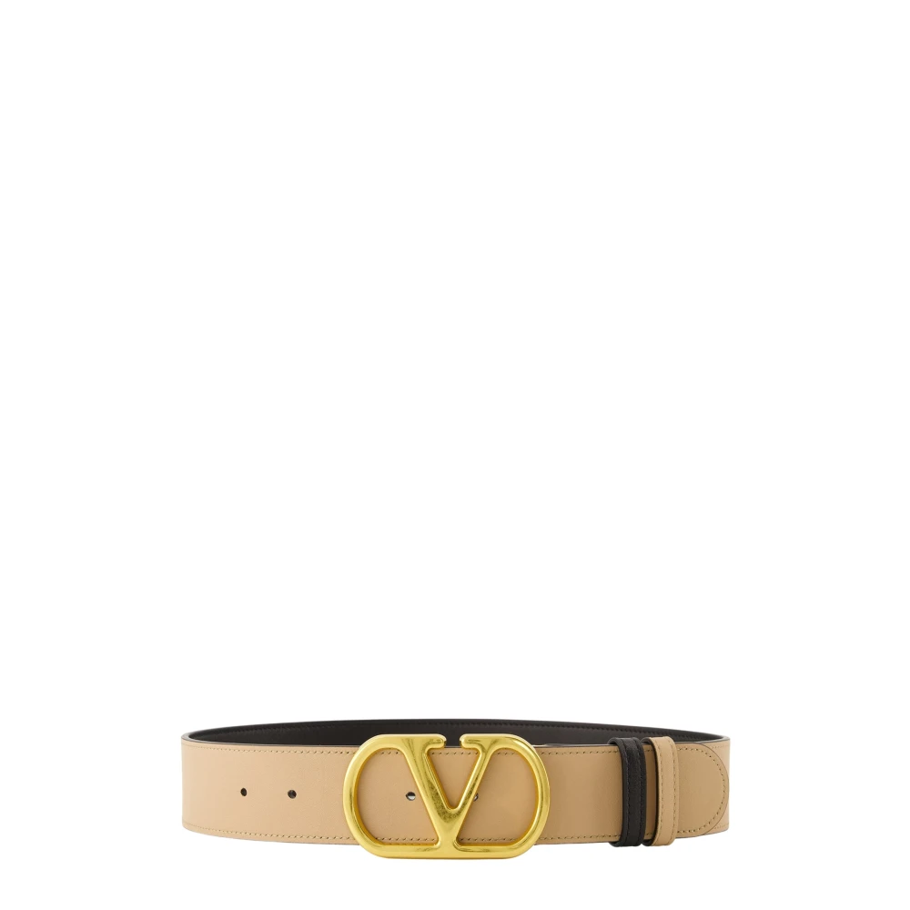 Valentino Garavani Women's Beige Belts, 70 Cm, Vlogo Signature Reversible Belt 40 Mm
