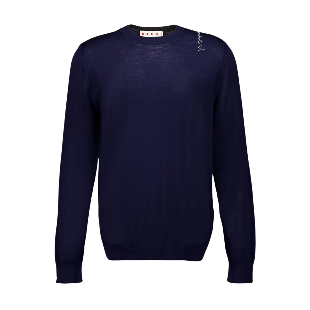 Marni Mannelijk Blauw Navy Wol Crewneck Sweater