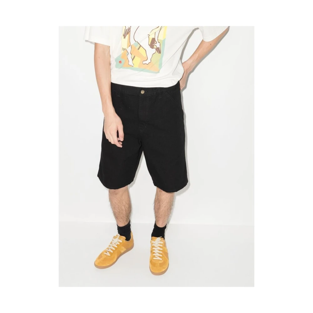 Carhartt WIP Zwarte Katoenmix Logo Patch Shorts Black Heren
